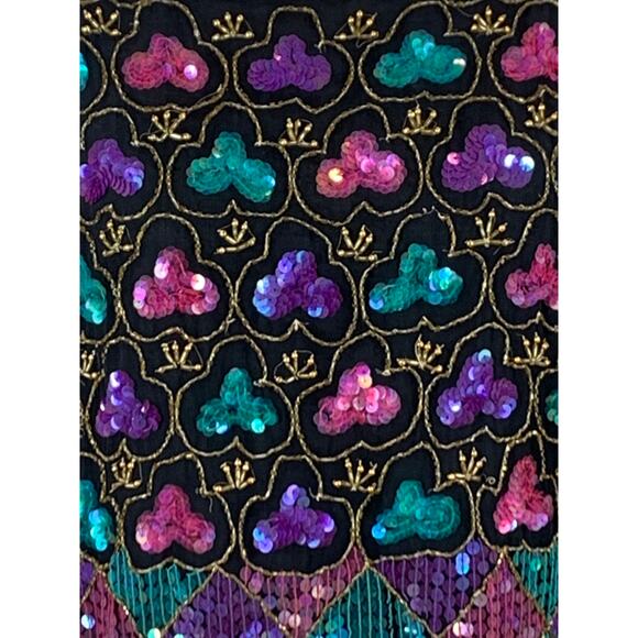 Vintage Harlequin Sequin Top Evening Cocktail Holiday Party Christmas Wedding - Picture 4 of 12